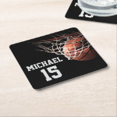 Basketball Your Name スクエアペーパーコースター (アングル)