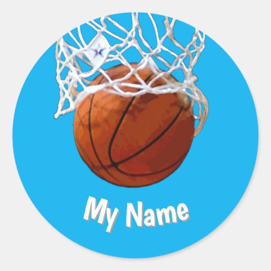 Basketball Your Name Custom ラウンドシール (正面)