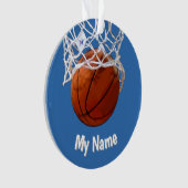 Basketball Your Name Custom Steel Blue Background オーナメント (正面)