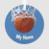 Basketball Your Name Custom Steel Blue Background オーナメント (裏面)