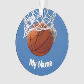 Basketball Your Name Custom Steel Blue Background オーナメント (正面)