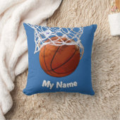 Basketball Your Name Custom Steel Blue Background クッション (ブランケット)