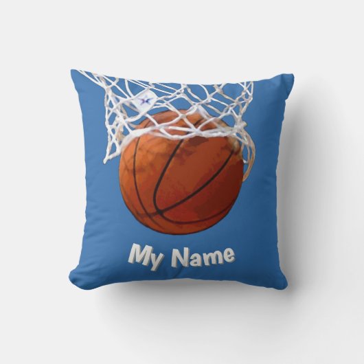 Basketball Your Name Custom Steel Blue Background クッション (正面)