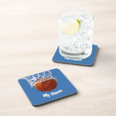 Basketball Your Name Custom Steel Blue Background コースター (右側)