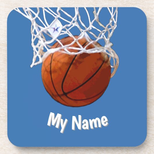 Basketball Your Name Custom Steel Blue Background コースター (正面)