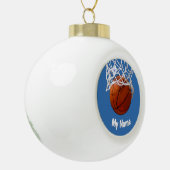 Basketball Your Name Custom Steel Blue Background セラミックボールオーナメント (左)