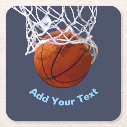 Basketball Your Name Text Message Slogan Custom スクエアペーパーコースター (正面)
