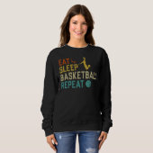 Basketballer Sport Retro Graphic Eat Sleep Basketb スウェットシャツ (正面フル)