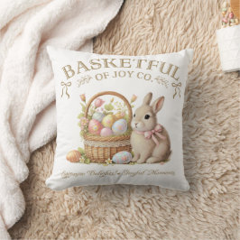 Basketful of Joy Easter Bunny with Eggs – Vintage  クッション