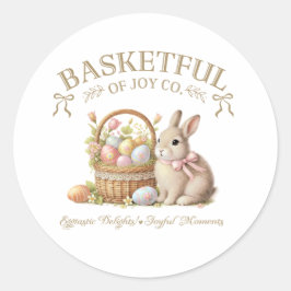 Basketful of Joy Easter Bunny with Eggs – Vintage  ラウンドシール