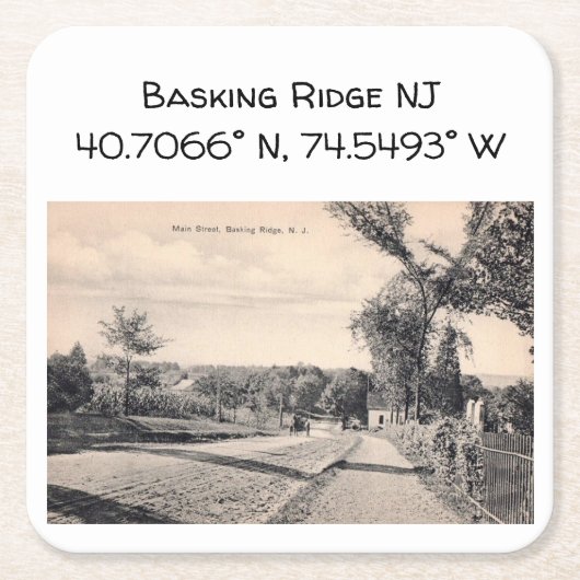 Basking Ridge NJ Map Coordinate 1906ヴィンテージスタイル スクエアペーパーコースター (正面)
