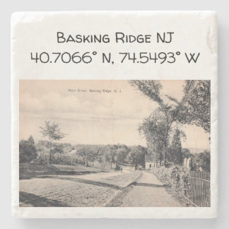 Basking Ridge NJ Map Coordinate 1906ヴィンテージスタイル ストーンコースター