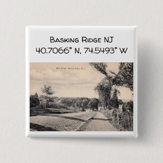 Basking Ridge NJ Map Coordinate 1906ヴィンテージスタイル 缶バッジ