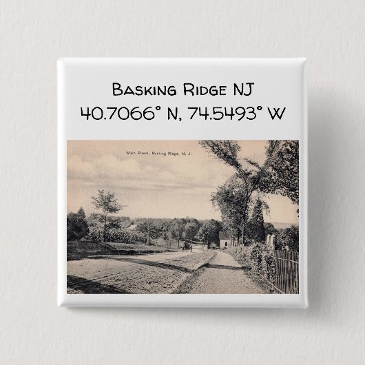 Basking Ridge NJ Map Coordinate 1906ヴィンテージスタイル 缶バッジ (正面)
