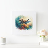 Basking Shark Elegance AREF804 - Watercolor スクエア壁時計 (ホーム)