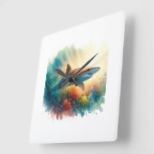 Basking Shark Elegance AREF804 - Watercolor スクエア壁時計 (傾斜)
