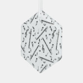 Bass Clarinetミュージックノートパターン ガラスオーナメント (正面左)
