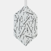 Bass Clarinetミュージックノートパターン ガラスオーナメント (正面右)