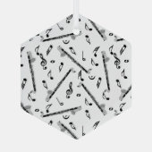 Bass Clarinetミュージックノートパターン ガラスオーナメント (裏面)