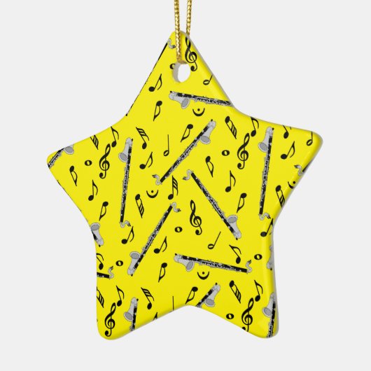 Bass Clarinetミュージックノートパターン セラミックオーナメント (左)