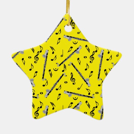 Bass Clarinetミュージックノートパターン セラミックオーナメント (裏面)