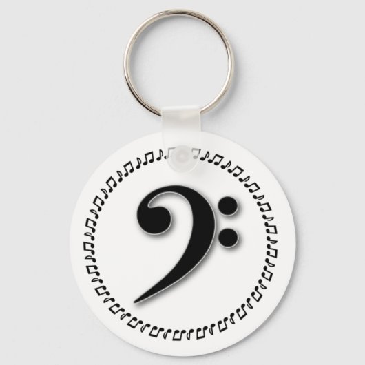 Bass Clef Music Note Design キーホルダー (正面)