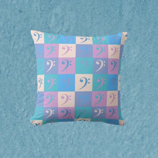 Bass Clef Music Pastel Colors Pattern クッション