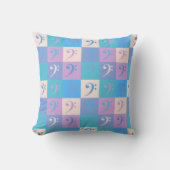 Bass Clef Music Pastel Colors Pattern クッション (正面)