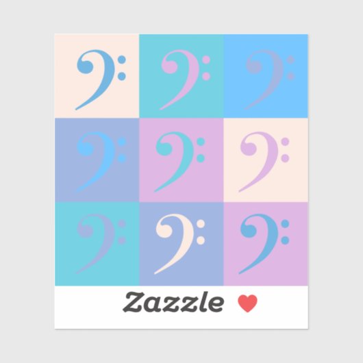 Bass Clef Music Pattern Pastel シール (シート)