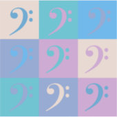 Bass Clef Music Pattern Pastel シール (正面)