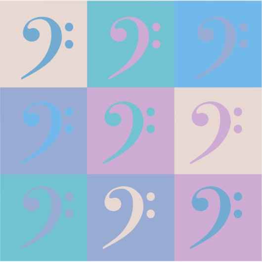 Bass Clef Music Pattern Pastel シール (正面)
