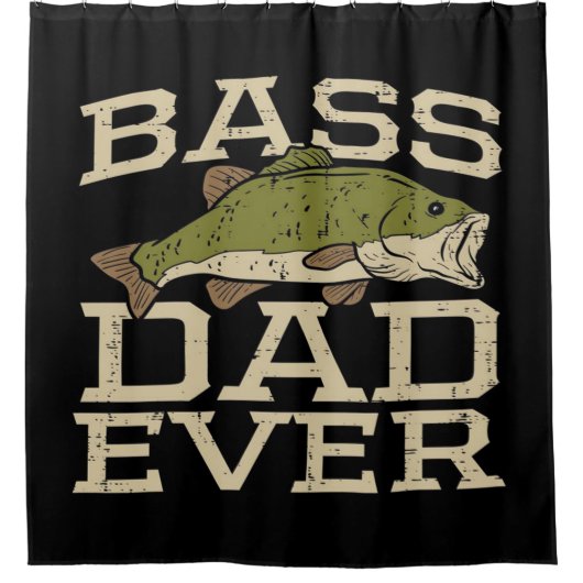 Bass Dad Ever Fishing| Best gift for father's day シャワーカーテン (正面)