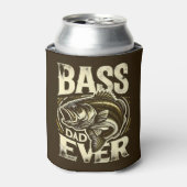 Bass Dad Ever- Yellow Fish Design – Funny Fishing 缶クーラー (缶正面)