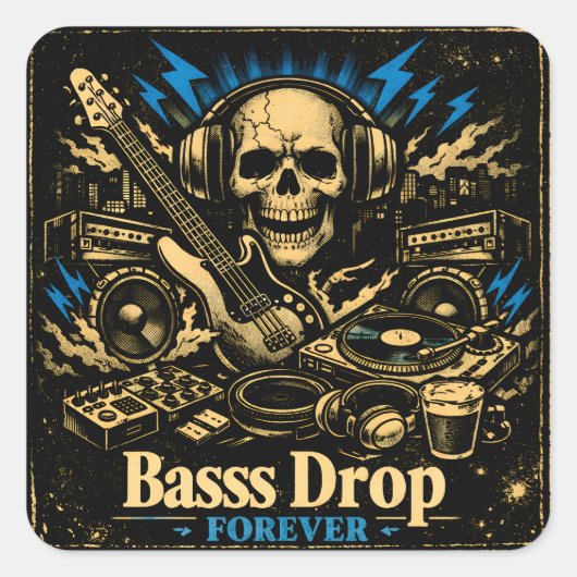 Bass Drop – Low Frequency Music Power スクエアシール (正面)