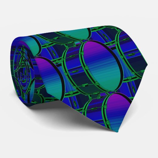 Bass Drum Shades of Blue Pattern Necktie ネクタイ (ロール)