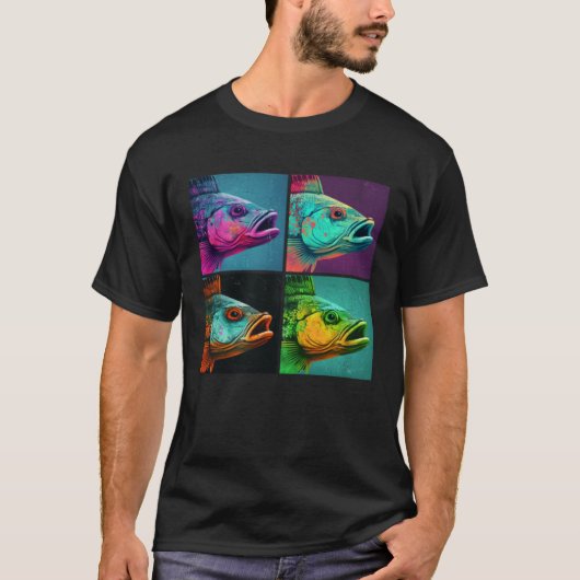 Bass Fish Pop Illustration Colorful Animal Women Tシャツ (正面)