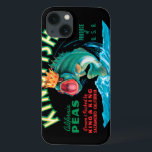 Bass Fish Wearing a Crown on a Black Background iPhone 13ケース<br><div class="desc">This vintage crate label of a bass fish wearing a crown on a black background will please any vintage art lover. It is an advertisement for KingFish Peas. The colors are very vivid and sharp. Choose this artprint on your product today.</div>