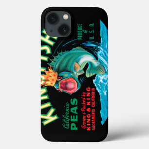 Bass Fish Wearing a Crown on a Black Background iPhone 13ケース
