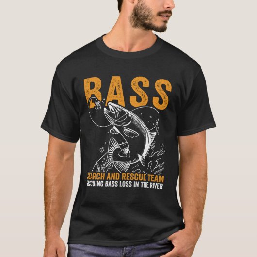 Bass Fishing Search And Rescue Team Fisherman Angl Tシャツ (正面)