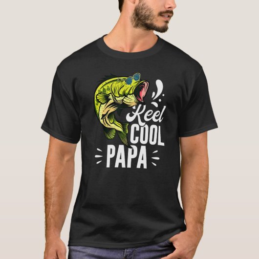 Bass Fishing Sunglasses Father's Day Reel Cool Pap Tシャツ (正面)
