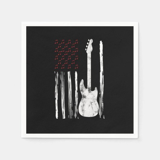 Bass Flag USAギターアメリカギタリスト音楽愛好家 スタンダードカクテルナプキン (正面)