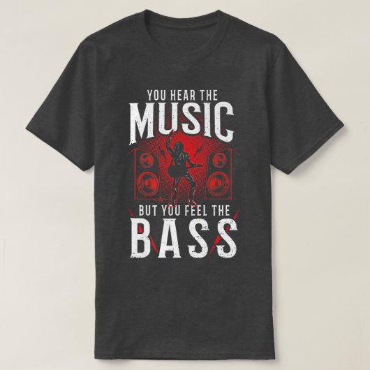 Bass Guitar音楽は聴こえるが、You Fe Tシャツ (デザイン正面)