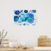 bass guitar blue green invert planets 絵画. ポスター (キッチン)