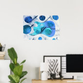 bass guitar blue green invert planets 絵画. ポスター (ホームオフィス)