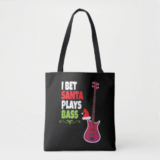 Bass Guitar Player Santa Christmasカッコいいへの贈り物 トートバッグ