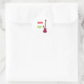 Bass Guitar Player Santa Christmasカッコいいへの贈り物 ラウンドシール (バッグ)