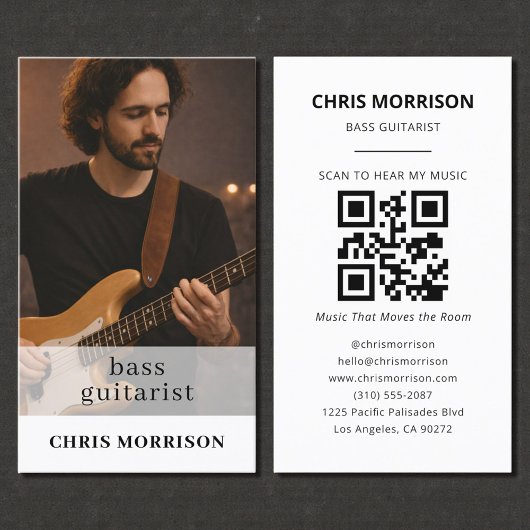 Bass Guitarist Musician QR Code Photo 名刺