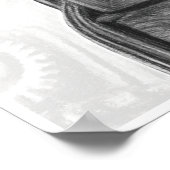 Bass Headstock in Carcoal Music Artプリント ポスター (角)