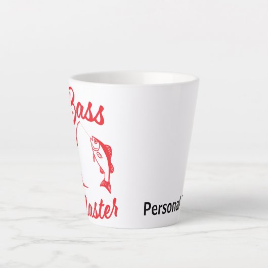 Bass Master Stick Man illustration, personalize カフェラテマグ (正面)