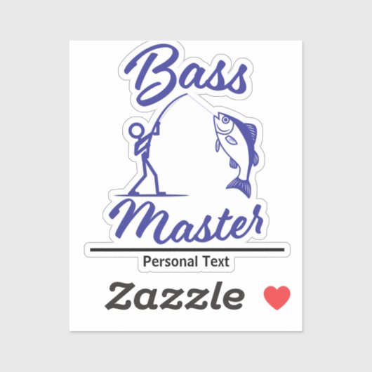 Bass Master Stick Man illustration, personalize シール (シート)
